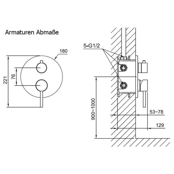 Welfenstein 3-Wege Unterputz Armatur 37 7001 Einbaubox