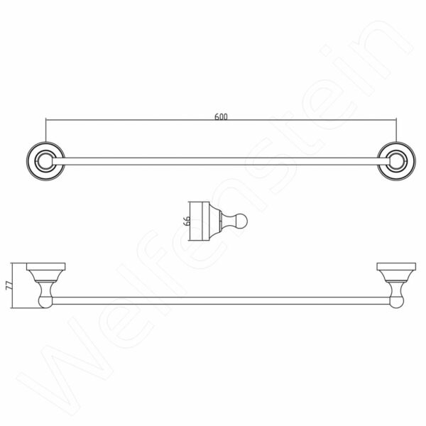 Welfenstein Serie Nostalgie Handtuchstange D5-20 - Skizze