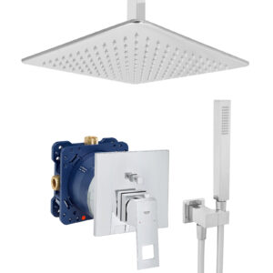 grohe eurocube komplettes set dusche unterputz regendusche regenbrause zulaufarm handbrause verchromt