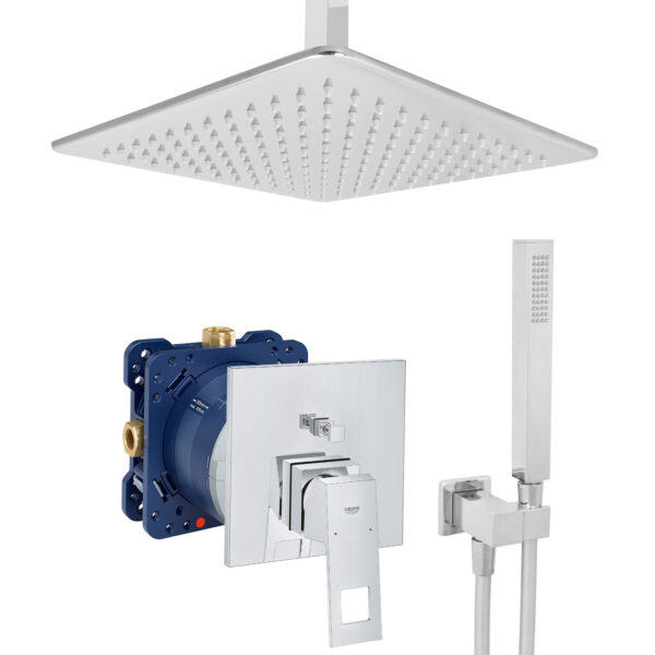 grohe eurocube komplettes set dusche unterputz regendusche regenbrause zulaufarm handbrause verchromt