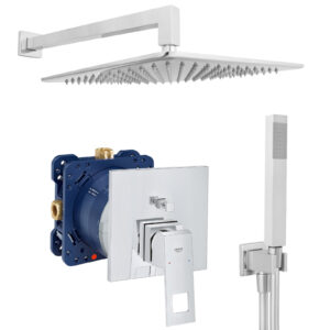 grohe eurocube komplettes set dusche unterputz regendusche regenbrause zulaufarm handbrause verchromt