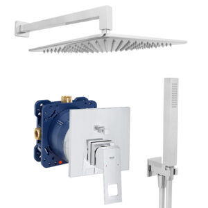 grohe eurocube komplettes set dusche unterputz regendusche regenbrause zulaufarm handbrause verchromt