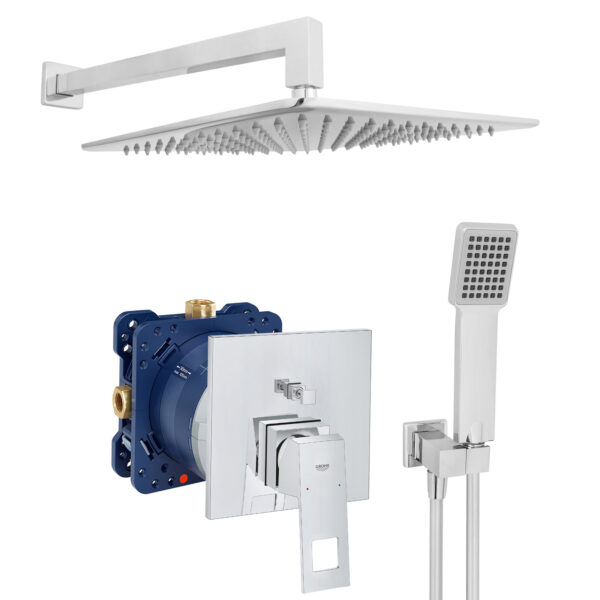 grohe eurocube komplettes set dusche unterputz regendusche regenbrause zulaufarm handbrause verchromt