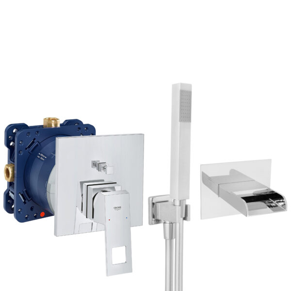 Unterputz-Set mit Grohe Eurocube-WE321 Wasserfall Wanneneinlauf