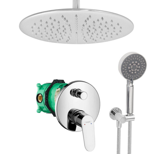 hansgrohe komplettes set dusche unterputz regendusche regenbrause zulaufarm handbrause verchromt