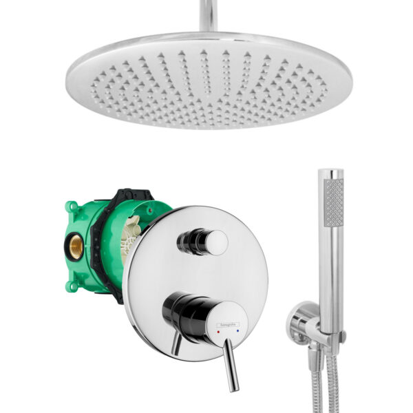 hansgrohe komplettes set dusche unterputz regendusche regenbrause zulaufarm handbrause verchromt