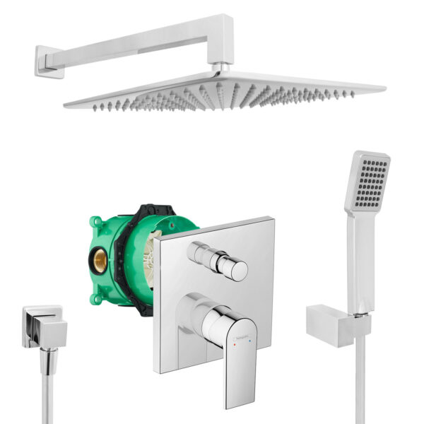 Unterputz-Set mit hansgrohe Vernis-Shape-D42 Regendusche 30x30cm